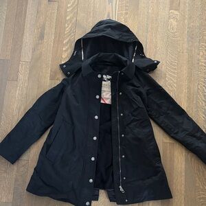 Burberry Black Women's Hooded Coat - Classic Lightweight Jacket / Rain Jacket